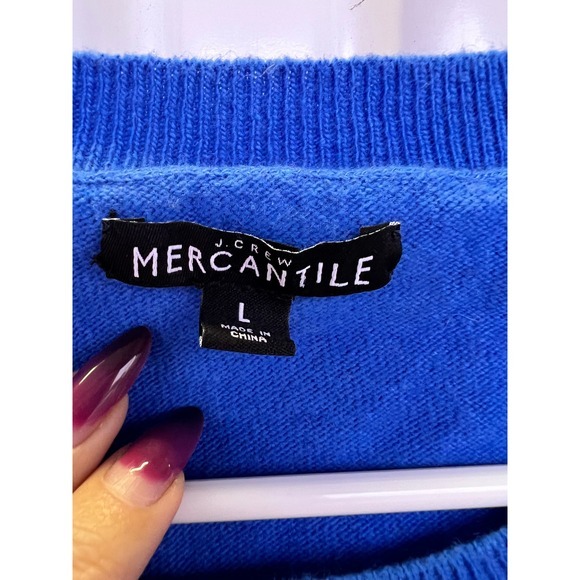 J Crew Mercantile Blue Crew Neck Long Sleeve Sweater Size L - Picture 2 of 5